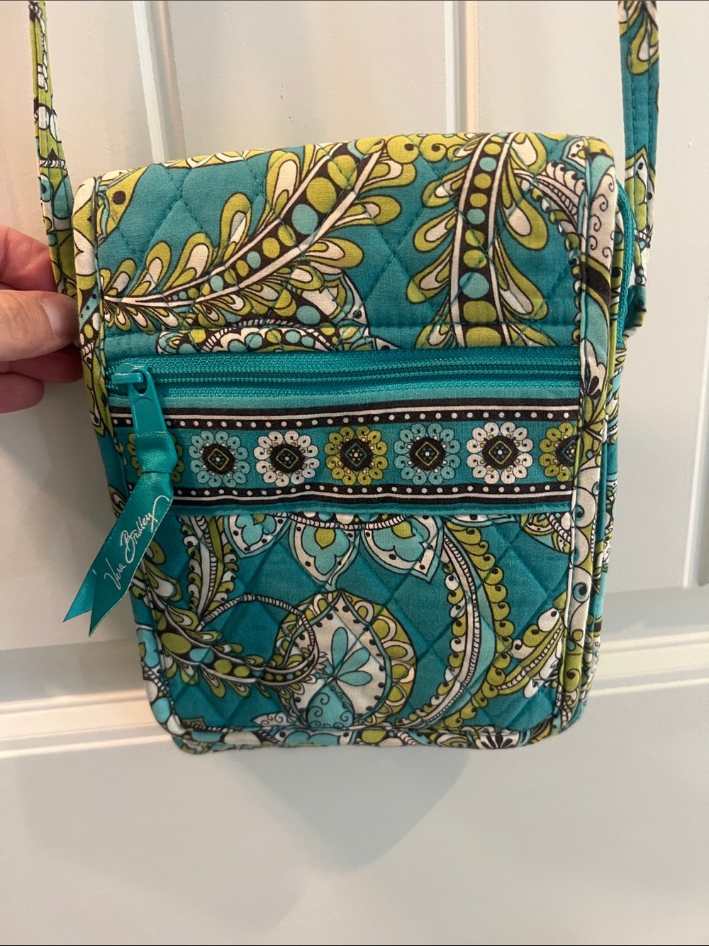 Vera Bradley Teal & Lime Quilted Crossbody Bag